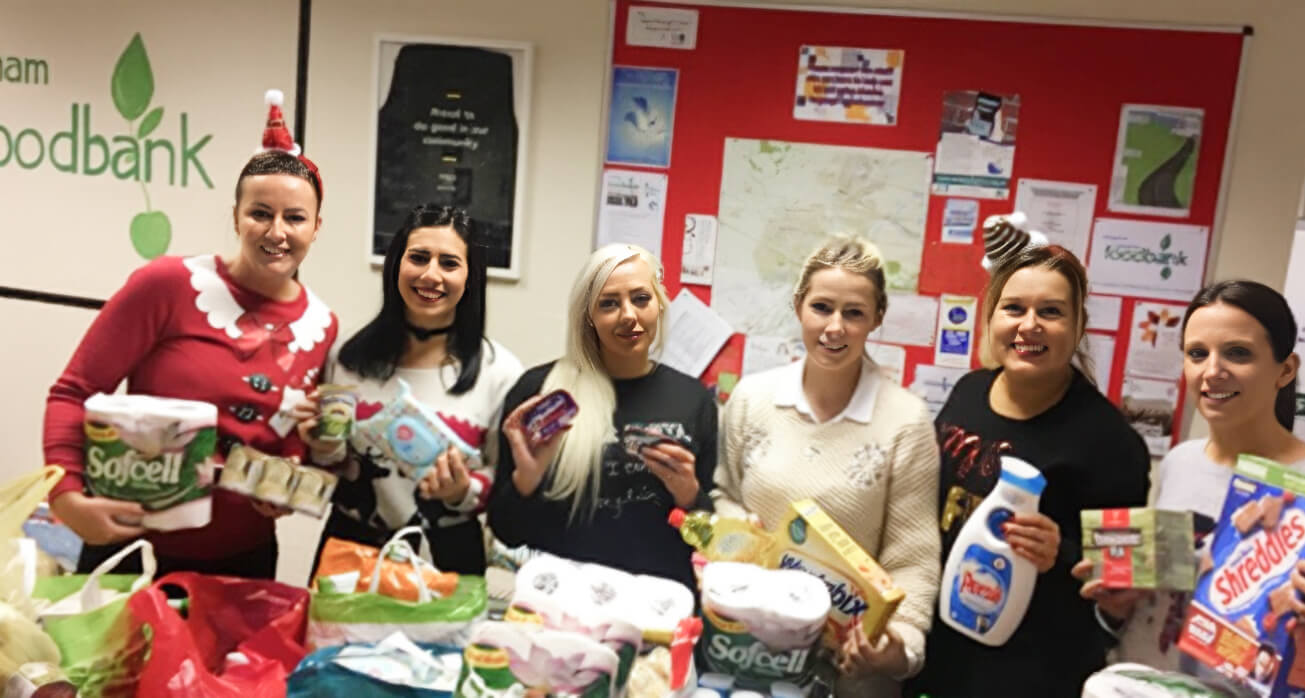Queensway swap giving cards for food with Billingham Food Bank